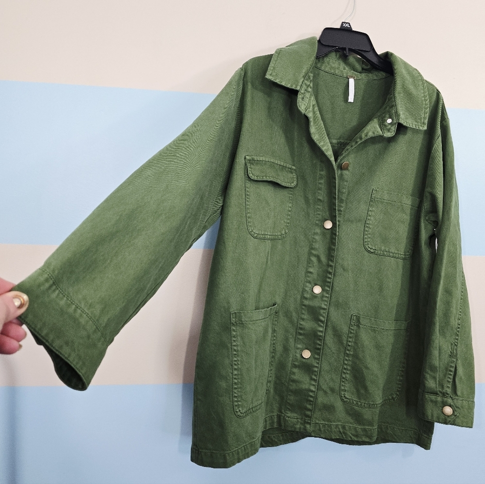 NWT Young Fabulous & Broke Oversized Green Utility Jacket/Shirt - Picture 4 of 8
